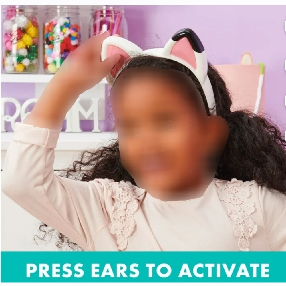 Interactive Gaby Cat Ear Headband - White & Pink